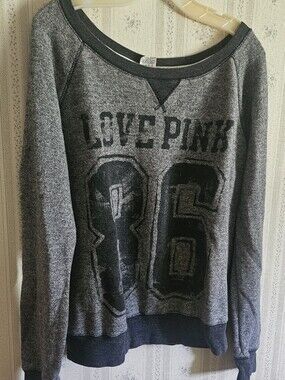 PINK Distress Sweatshirt Large
